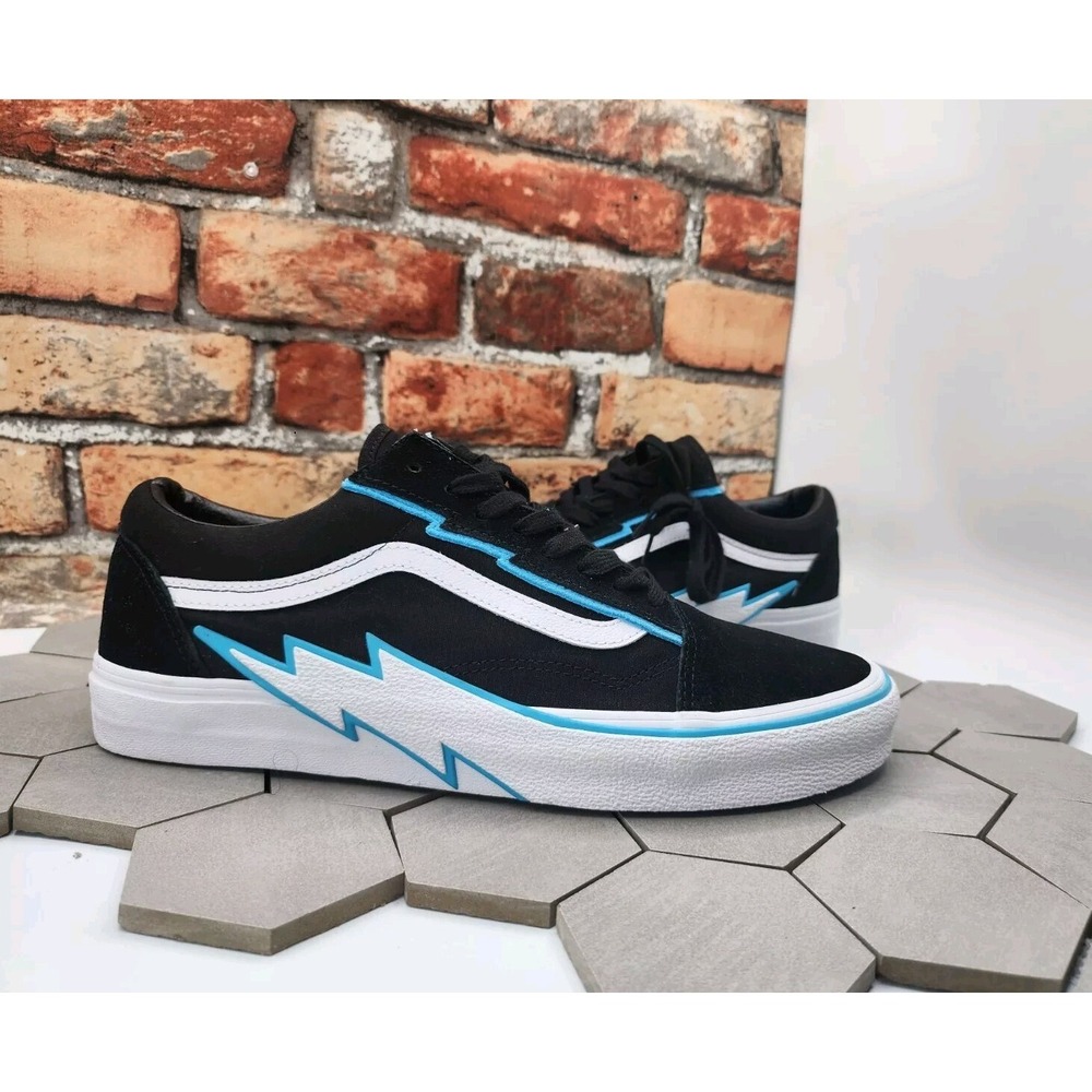 Vans Old Skool Bolt Cyan Sky Blue Black Bolt‎ Men Sz 6.5 | Boys Youth Sz Gs 6.5